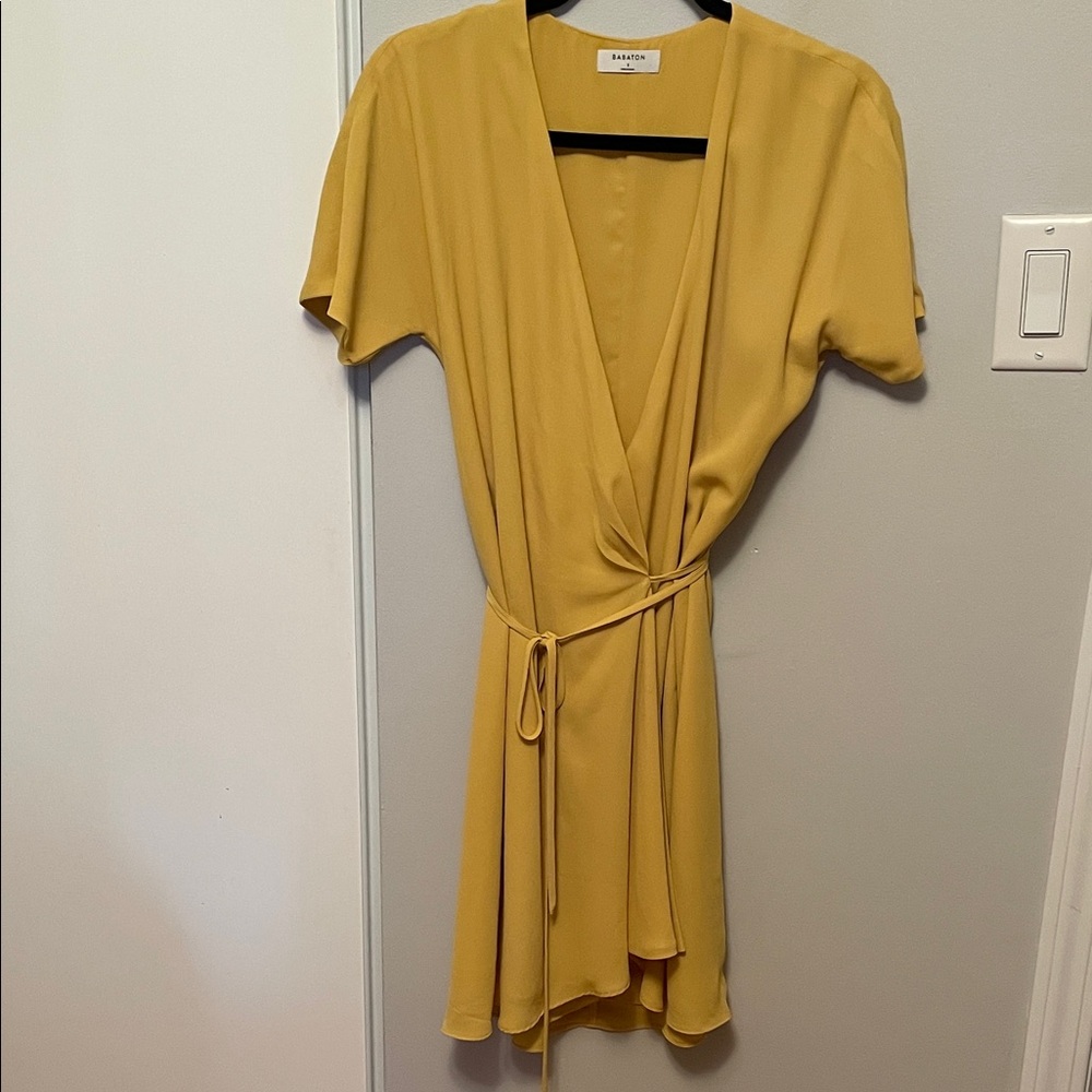 Babaton Mustard Yellow wrap dress size small